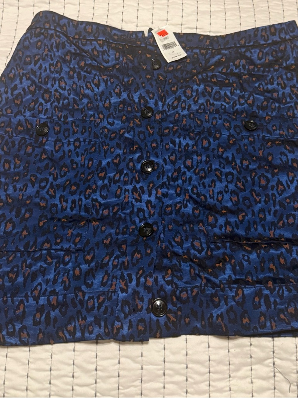 Banana Republic Blue and Brown Leopard-Print Button Front Shirt